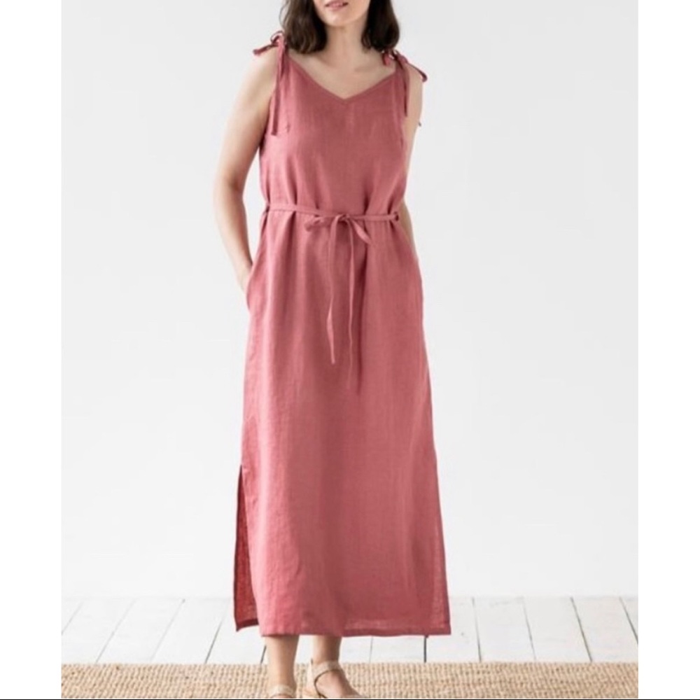 Magic Linen Tie Strap Linen Maxi Dress